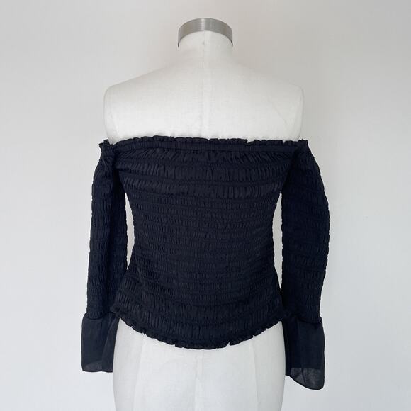 FRAME Smocked Off The Shoulder Top / Size M / New With Tags / Boho / Nordstrom - Picture 2 of 8